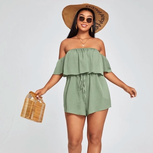 Plus Polka Dot Bardot Romper - Picture 5 of 9